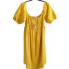 Dámské žluté šaty s rukávy prošívané madeirou  / GEORGE / XXXL (50) / UK 22 / ANGLIE