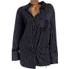 Dámská černá LUXUSNÍ košile s bílými pruhy A ZAJÍMAVÝM ZAPÍNÁNÍM  PC - 2100,-  / N. / XXXXL (52) / UK 24 / ANGLIE