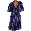 Dámské modré šaty s bílými puntíky / Yuni / XXXL (52) / UK 24 / ANGLIE
