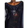 Dámská značková  průsvitná tmavě modrá halenka s kamínky a flitry / NIGHINGALES  / XXXXL (54) / UK 26 / ANGLIE