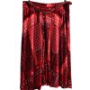 Dámská červená vzorovaná sukně s hnědým páskem / Tu / XXL (46) / UK 18/ ANGLIE