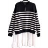 Dámské kvalitní černo-bílé pruhované svetrové šaty s košilí 2v1 / BOOHOO / XXXL (48/50) / UK  20/22/ ANGLIE