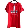 Dámské červené triko/noční košile  na spaní s tučňáky / YOURS / XXXL+ (54/56) / UK 26/28 / ANGLIE