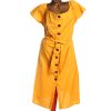 Dámské  žluté šaty s knoflíky  / CAPSULE / XXXXL (56) / UK 28 / ANGLIE