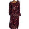 Dámské černé šaty se vínovo-červeno-béžovými vzory / YOURS/ XXXL (50/52) / UK 22/24 / ANGLIE