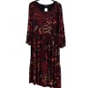 Dámské černé šaty se vínovo-červeno-béžovými vzory / YOURS/ XXXL (50/52) / UK 22/24 / ANGLIE