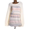 Dámský bílý svetr s šedo-růžovo-hnědými pruhy / MCO  / XXXXL 50 / UK 22 / ANGLIE