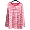 Dámské  tmavo růžovo-bílé pruhované triko / Tu  / XXXL (52) / UK (24) ANGLIE