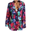 Dámský černý kabátek/přehoz s barevnými květy  / SIMPLY BE / XXXXL (52) /  UK 24 / ANGLIE