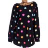 Dámská delší černá halenka s barevnými květy / BLOOMCHIC/ XXXL (48) / UK 18-20 / ANGLIE