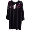 Dámské černé šaty/delší halenka s fialovými a flitrovými květy / YOURS / XXXXL (50/52/54) / UK 22/24 / ANGLIE