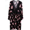 Dámské černé šaty s růžovo-bílými květy a krajkou  /  XXL (46-48) / UK 18 / ANGLIE