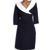 Dámské černo/modré kvalitní šaty s textuturou a bílým límcem / PERSONAL CHOICE / XXL (48) / UK 20 / ANGLIE