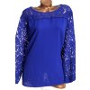 Dámská královsky modrá halenka s krajkou na rukávech  / CAPSULE / XXXL (60) / UK 32 / ANGLIE