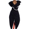 Dámský černý overal s volánem a bílým pruhem / QUIZ / XXXL (48) / UK 20 / ANGLIE