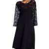 Dámské černé šaty s krajkovými rukávy / YOURS / XXXXL (52/54) / UK 26 / ANGLIE