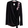 Dámská černá halenka s květy u dekoltu, průsvitná / MONSOON / XXXL (50) / UK 22 / ANGLIE