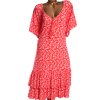 Dámské  červené šaty s bílými vzory / JOE BROWNS / XXXL (60) / UK 32 / ANGLIE