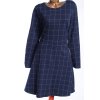 Dámské kvalitní zimní/podzimní modré šaty s bílým kostkováním  / Marks & Spencer / XXXL (50) / UK 20/22 / ANGLIE