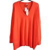 Dámský značkový oranžový svetřík s výstřihem do V / Capsule - XXXXL (60/62) / UK 32/34/ ANGLIE