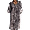 Dámské lněné bílo-šedé košilové šaty s hadím vzorem / ALLEGRA MASSETI / XXXL (50/52) / UK 22 / ANGLIE