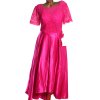 Dámské růžové společenské  šaty s krajkou / - kvalitní LANTING / XXL (44) / UK 16 / ANGLIE