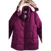 Dámská luxusní značková zimní fialová bunda / s kapucí a kožešinou / FATFACE  / XXXL (50/52 )  /UK 22  / ANGLIE