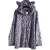 Dámský teplý šedý župan/mikina s kapucí a leopardím vzorem / CELMIA  / XXXL (50/52) / UK 22/24  / ANGLIE