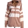 Dámský bílo-hnědý pruhovaný svetřík na zip / M&S / XXL (48/50) / UK 20/22 / ANGLIE