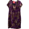 Dámské fialové saténové šaty se zelenými listy  / KALEIDOSCOPE / XXL (46) / UK 18  / ANGLIE