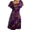 Dámské fialové saténové šaty se zelenými listy  / KALEIDOSCOPE / XXL (46) / UK 18  / ANGLIE