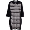 Dámské černé úpletové šaty s bílo-černo-hnědými pruhovými vzory  / ROMAN / XL (44) / UK 16 / ANGLIE