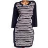 Dámské černé úpletové šaty s bílo-černo-hnědými pruhovými vzory  / ROMAN / XL (44) / UK 16 / ANGLIE