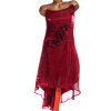 Dámské společenské červené značkové šaty s květy/ DEBUT  / XXXL (48/50) / UK 22 / ANGLIE