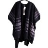Dámský teplý černý přehoz s šedo-fialovými pruhy  / XXXL - one size / ANGLIE