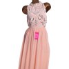 Dámské společenské světle růžové šaty s bílými kamínky a flitry / SISTAGLAM /  XXL (44/46) / UK 16/18 / ANGLIE