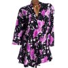 Dámský černo-fialovo-bílý květovaný  2v1 s černou halenkou / BM / XXXL (48/50) / UK 20/22 / ANGLIE