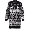 Dámský černo-bílý delší svetr s vánočním vzorem / XXL (42/44/46) / UK 16/18  ANGLIE