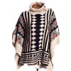Dámské béžovo-černo-barevné vzorované svetrové rolákové pončo  / KALEIDOSCOPE/ oversized