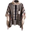 Dámské béžovo-černo-barevné vzorované svetrové rolákové pončo  / KALEIDOSCOPE/ oversized