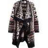 Dámský béžovo-šedo-barevný vzorovaný svetrový kardigan s třásněmi/ OULIYA/ XXXL (50) / UK 22 / ANGLIE