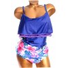 Dámské tmavě modré jednodílné plavky / s barevným vzorem / XXXL (50) / ANGLIE