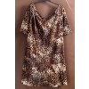 Dámské černo-hnědo-béžové šaty s dlouhým rukávem a leopardím potiskem  / CAPSULE / XXXL (50) / ANGLIE
