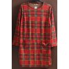 Dámské červené šaty se žluto-zeleným károváním / Tu / XXXL (50) / ANGLIE