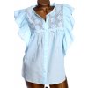 Dámská světle modrá košilová halenka s krajkou / NEXT / XXL (46) / UK 18 / ANGLIE
