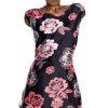 Dámské černo-růžové šaty s květy / DAVID EMANUEL / XXXXL (52) / UK 24 / ANGLIE