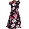 Dámské černo-růžové šaty s květy / DAVID EMANUEL / XXXXL (52) / UK 24 / ANGLIE