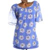 Dámská modrá halenka s květy / BONMARCHÉ / XXXXL (52) / UK 24 / ANGLIE