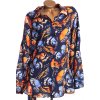 Dámská modro-oranžová košilová halenka s motivem motýlů (volnější) / TU WOMAN / XXXXL (54) / UK 26 / ANGLIE