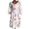 Dámské bílé šaty s barevným vzorem listů / BONMARCHÉ / XXXL (50) / UK 22 / ANGLIE